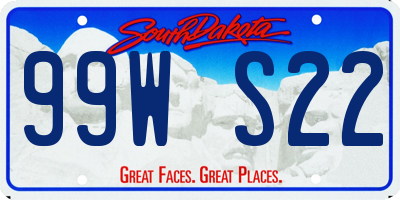 SD license plate 99WS22