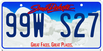 SD license plate 99WS27