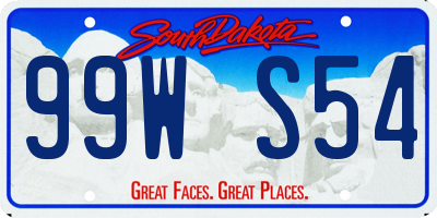SD license plate 99WS54