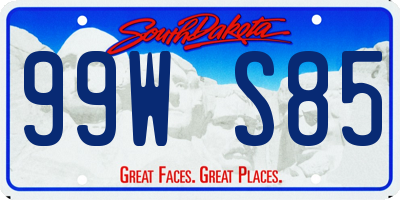 SD license plate 99WS85