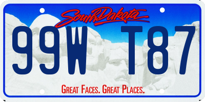 SD license plate 99WT87