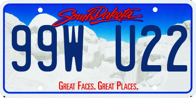 SD license plate 99WU22
