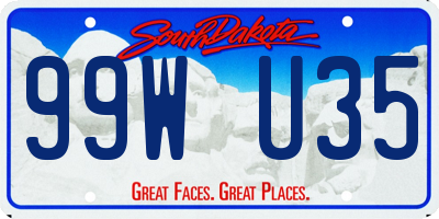 SD license plate 99WU35