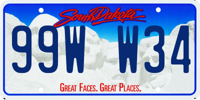 SD license plate 99WW34