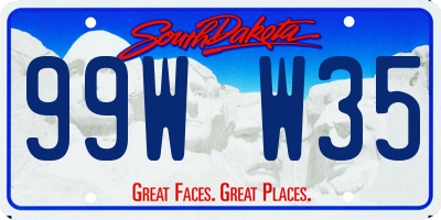 SD license plate 99WW35