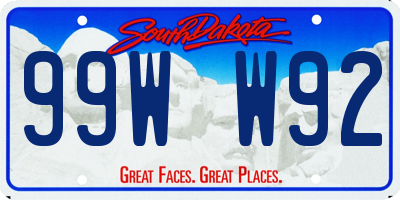 SD license plate 99WW92