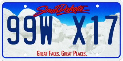 SD license plate 99WX17