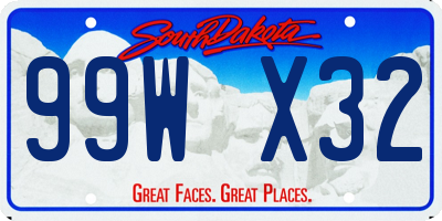 SD license plate 99WX32