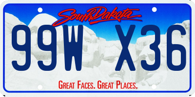 SD license plate 99WX36