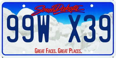 SD license plate 99WX39