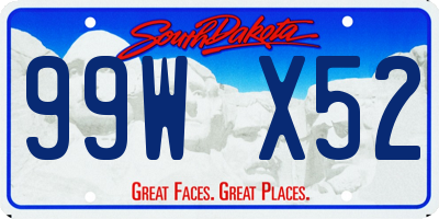 SD license plate 99WX52