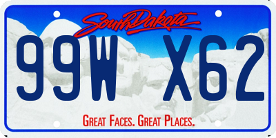 SD license plate 99WX62
