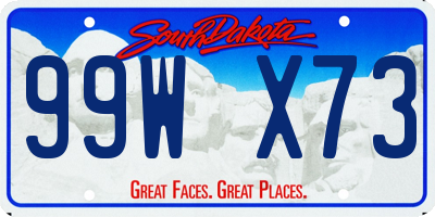 SD license plate 99WX73