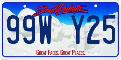 SD license plate 99WY25