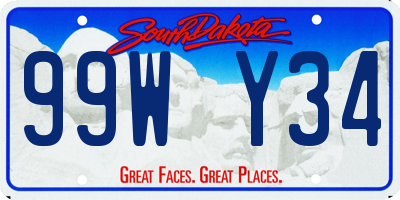 SD license plate 99WY34