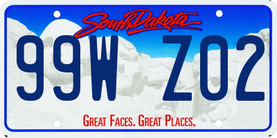 SD license plate 99WZ02