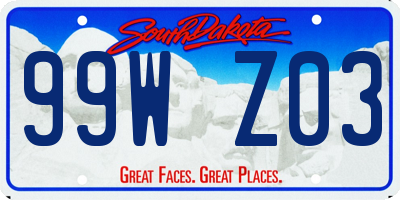 SD license plate 99WZ03