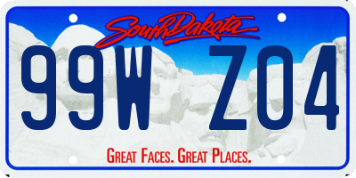 SD license plate 99WZ04