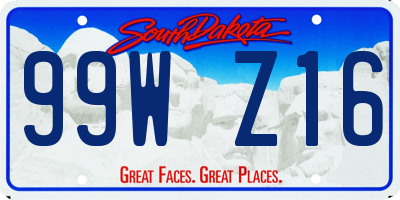 SD license plate 99WZ16