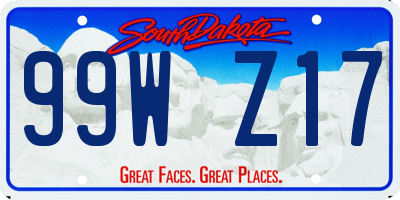 SD license plate 99WZ17