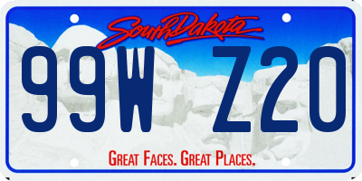 SD license plate 99WZ20