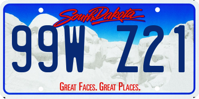 SD license plate 99WZ21