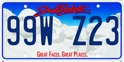 SD license plate 99WZ23