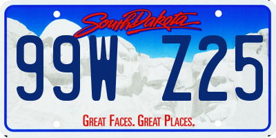 SD license plate 99WZ25