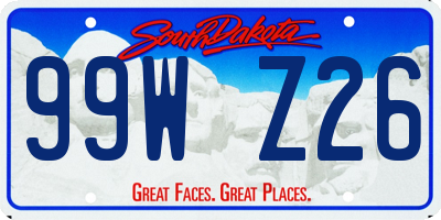 SD license plate 99WZ26