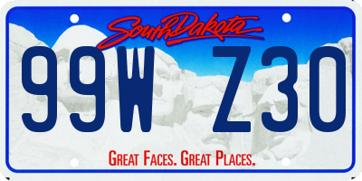 SD license plate 99WZ30