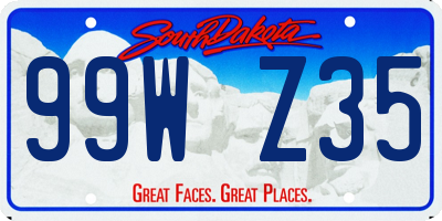 SD license plate 99WZ35