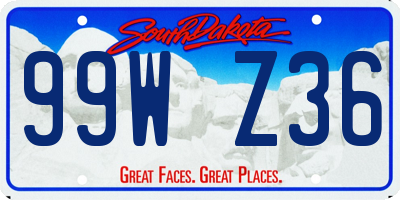 SD license plate 99WZ36