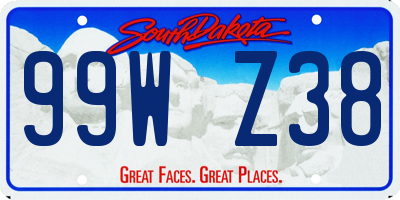 SD license plate 99WZ38