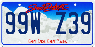SD license plate 99WZ39