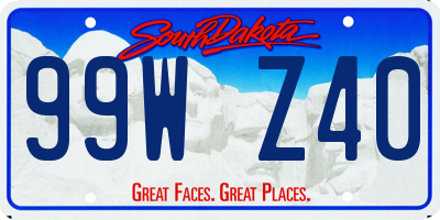 SD license plate 99WZ40
