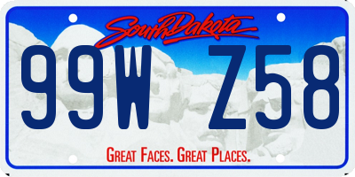 SD license plate 99WZ58