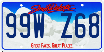 SD license plate 99WZ68