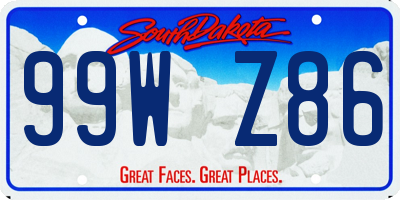 SD license plate 99WZ86