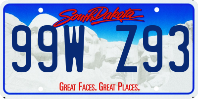 SD license plate 99WZ93