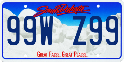 SD license plate 99WZ99