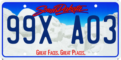 SD license plate 99XA03
