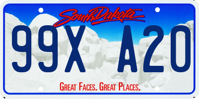 SD license plate 99XA20