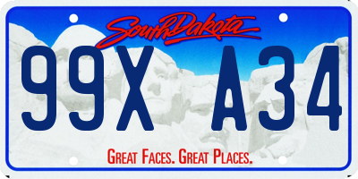 SD license plate 99XA34