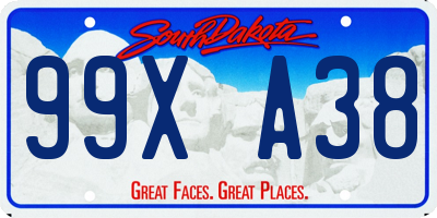 SD license plate 99XA38