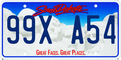 SD license plate 99XA54