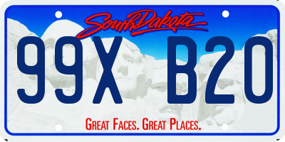 SD license plate 99XB20
