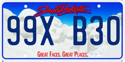SD license plate 99XB30