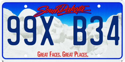 SD license plate 99XB34