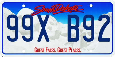 SD license plate 99XB92