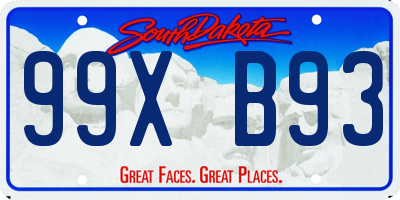 SD license plate 99XB93